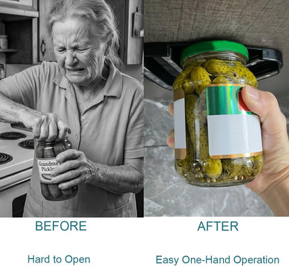 Under Cabinet Jar Opener Double U Grip Bottle Opener for Arthritis | Bottle Opener for Any-Size Lid Easily Unscrew Bottle & Can Opener for Weak Hands and Seniors