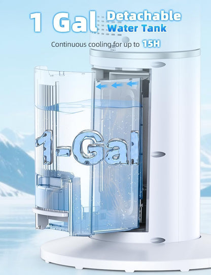 Windowless Air Conditioner w/4 Mode,3 Speed, Waterless Alert,2.4-Gal Tank for 24H Cooling, 12H Timer Swamp Cooler Air Conditioner, 20FT Remote,70° Auto Swing Evaporative Air Cooler for Bedroom