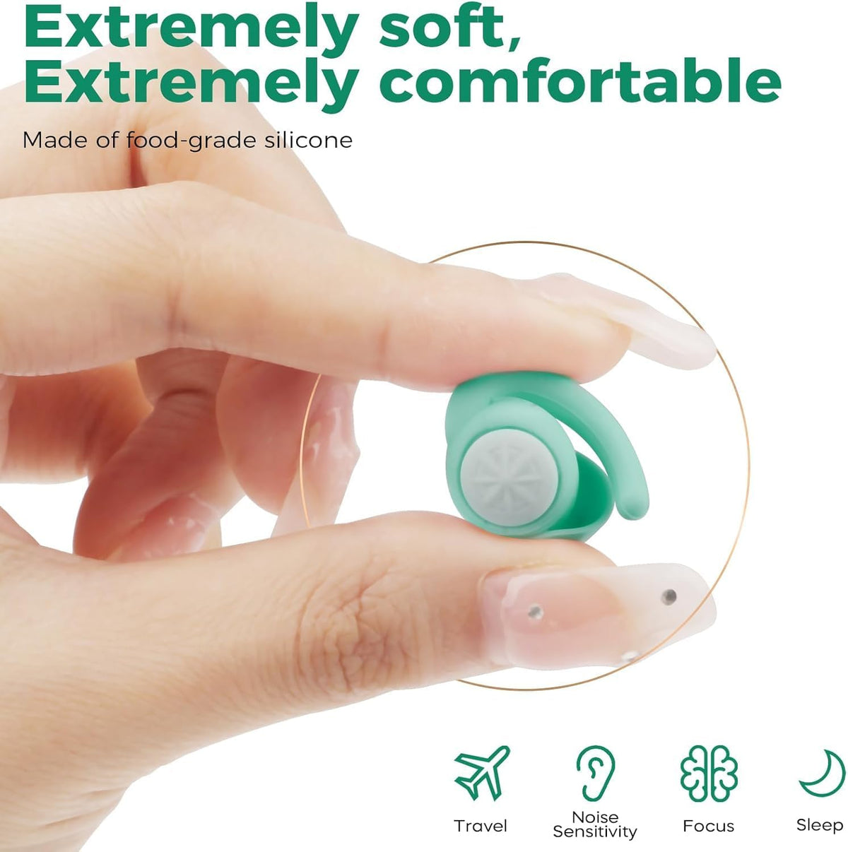Noise Cancelling Ear Plugs for Sleeping - BUENSUENO 2 Pairs Reusable Washable Silicone Earplugs with Travel Case for Sleep, Work, Swimming, Sound Blocking Sleeping, Concert (HM Orange) (Light Green)
