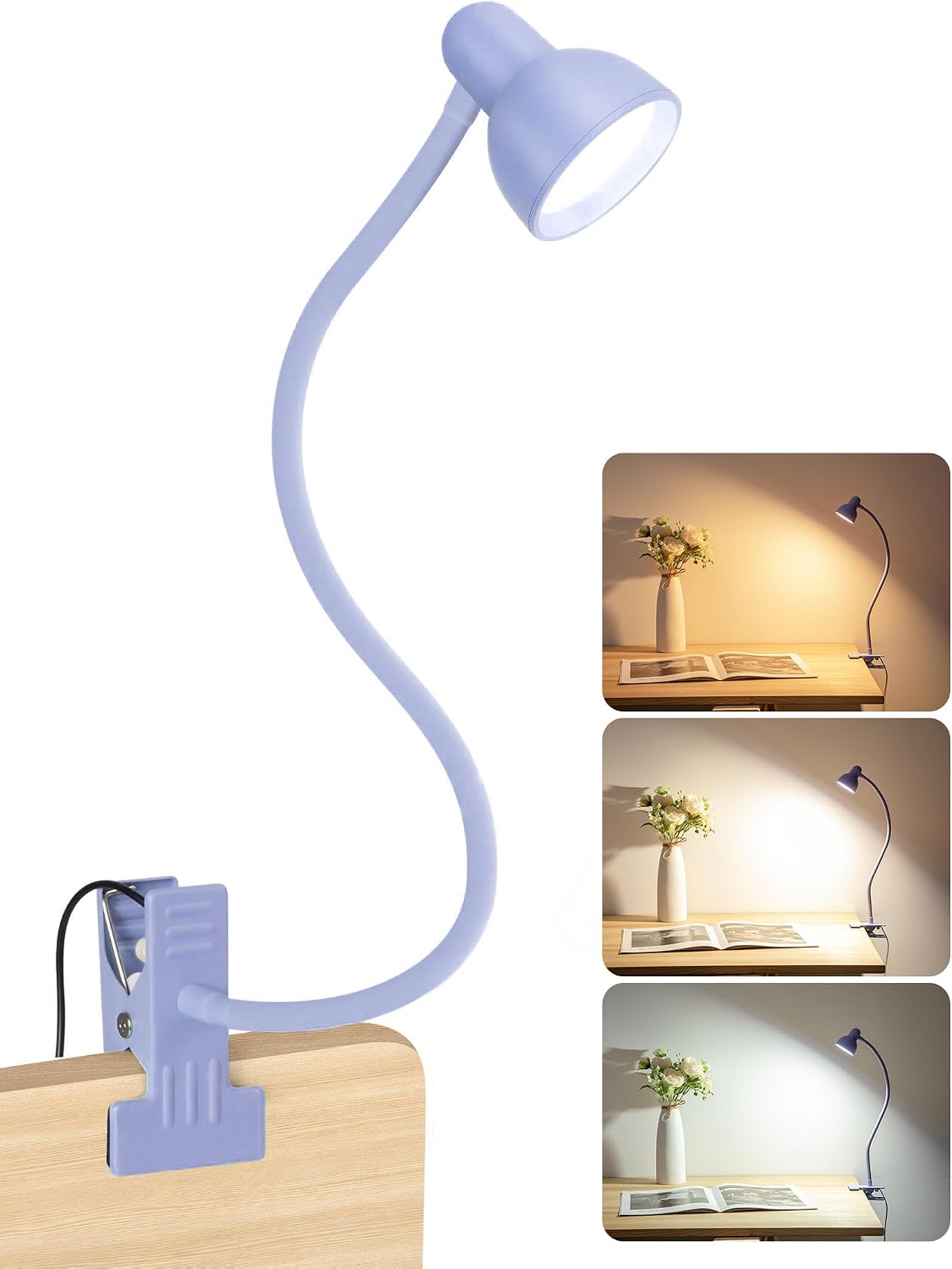 Clip on Reading Light for Bed 3 Color Modes Teal