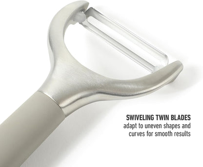 Calphalon Stainless Steel Vegetable Peeler with Swivel Blade, Ergonomic Non-Slip Grip Handle for Fruits & Vegetables, Kitchen Peeler for Smooth Peeling & Meal Prep