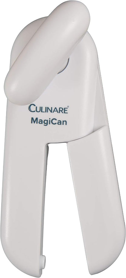 Culinare MagiCan, Manual Can Opener with Lid Release - Heavy Duty Lid Opener Kitchen Gadgets - Home Can Lid Opener Manual - Easy to Use Hand Held Effortlessly Open Cans, White, Stainless Steel