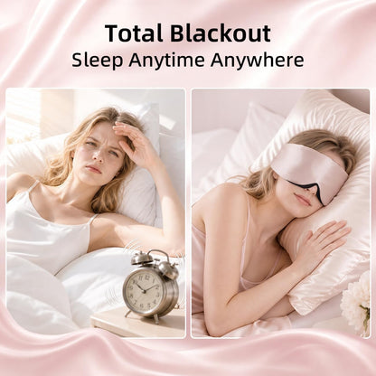 USlixury® 3D Contoured Silk Sleep Mask, Total Blackout&Zero Eye Pressure | Wider Adjustable Band for Side Sleepers, Long Lashes & Women – Perfect for Sleeping, Napping, Meditation