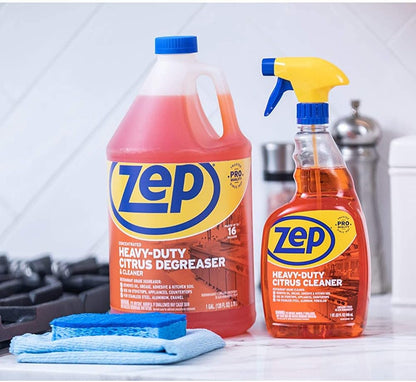 Zep Heavy-Duty Citrus Degreaser Cleaner Concentrate - 1 Gallon (1 Unit) ZUCIT128 - Restaurant Grade Degreaser and Cleaner Removes Oil, Grease, Adhesive, and Kitchen Soil