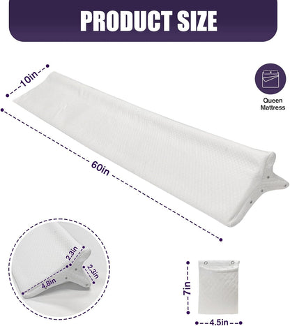 JZHLLA Triangle Bed Gap Filler Queen High Density Foam Headboard Gap Filler Pillow with 2 PCS Pockets and Removable Washable Cover, Prevent Items from Falling