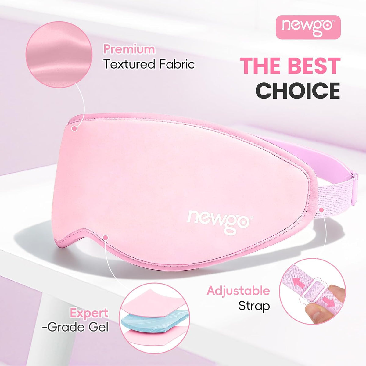 NEWGO 3D Cooling Eye Mask, Weighted Eye Mask for Sleeping, Black
