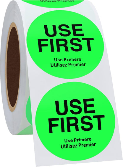 500 Pcs 1.5" Use First Stickers Small Stickers Circle Label Dot Labels Fluorescent Paper, Fluorescent Green