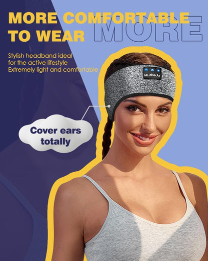 LC-dolida Sleep Headphones Bluetooth 5.4, Headband Headphones Earphones Wireless, Sleep Mask for Gifts,Workout,Jogging,Yoga(Purple)