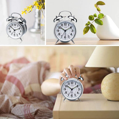Peakeep Loud Alarm Clock for Heavy Sleepers Adults, Metal 4.5 Inches | Twin Bell Battery Operated Analog Alarm Clocks for Bedrooms Kids' Room Decoration (Jewel Blue)