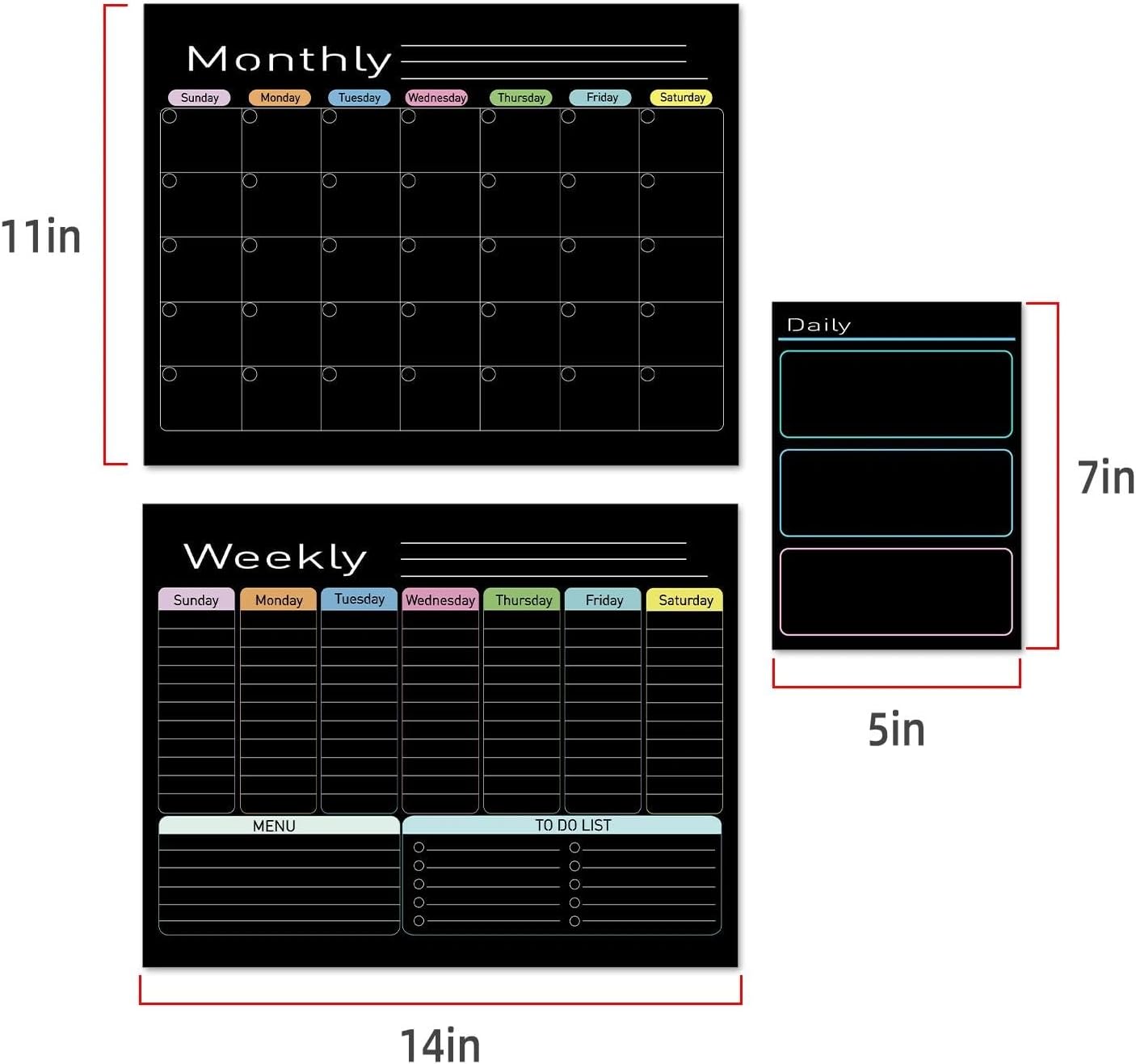 Hivillexun 16.5"x12" Clear Acrylic Magnetic Dry Erase Calendar Board with Monthly & Weekly Planner, 6 Markers & Large Eraser for Fridge, Office, Home (White)