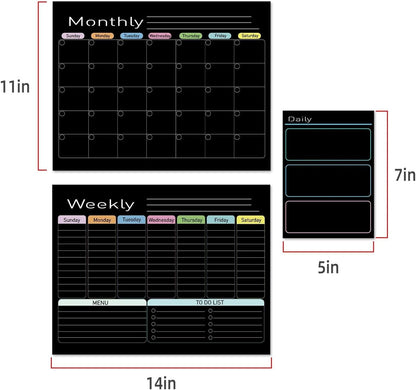 Hivillexun 16.5"x12" Clear Acrylic Magnetic Dry Erase Calendar Board with Monthly & Weekly Planner, 6 Markers & Large Eraser for Fridge, Office, Home (White)