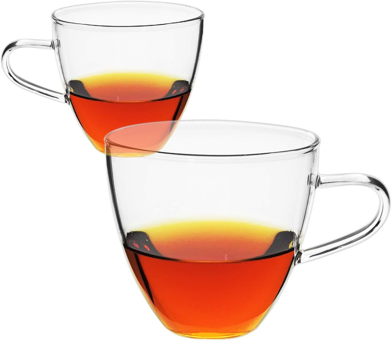 Glass Filtering Tea Maker Teapot with a Warmer and 6 Double-walled Tea Cups Set (Heating base, Standard)
