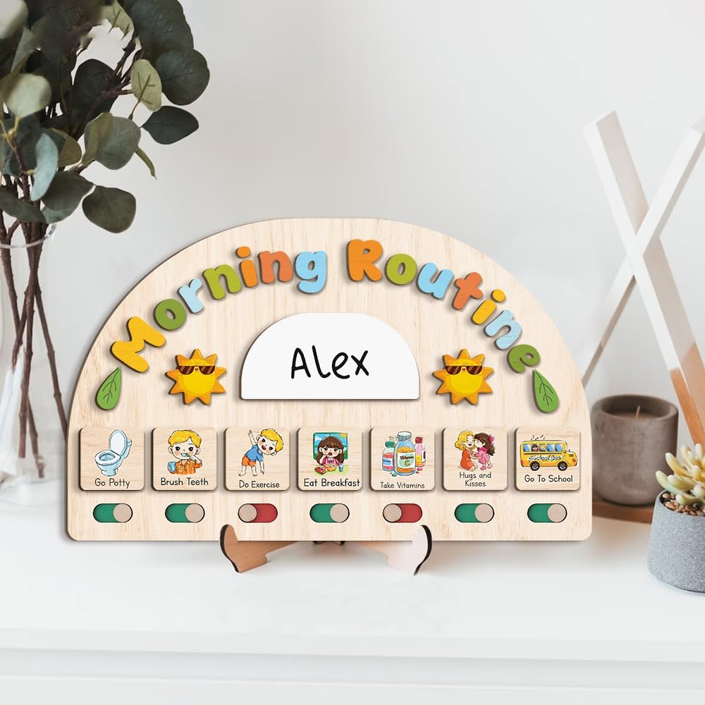 Morning Routine Chart for Toddler, Daily Routine Chart for Kids Age 2-6, Morning Schedule for Boy Girls, Visual Schedule, Chore Chart for Kids