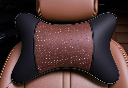 2 Packs Car Neck Pillows, Dual-Side PU Leather Car Headrest with Fiber Filling, Universal Soft Neck Support Pillow for Car, Home & Office (Black)