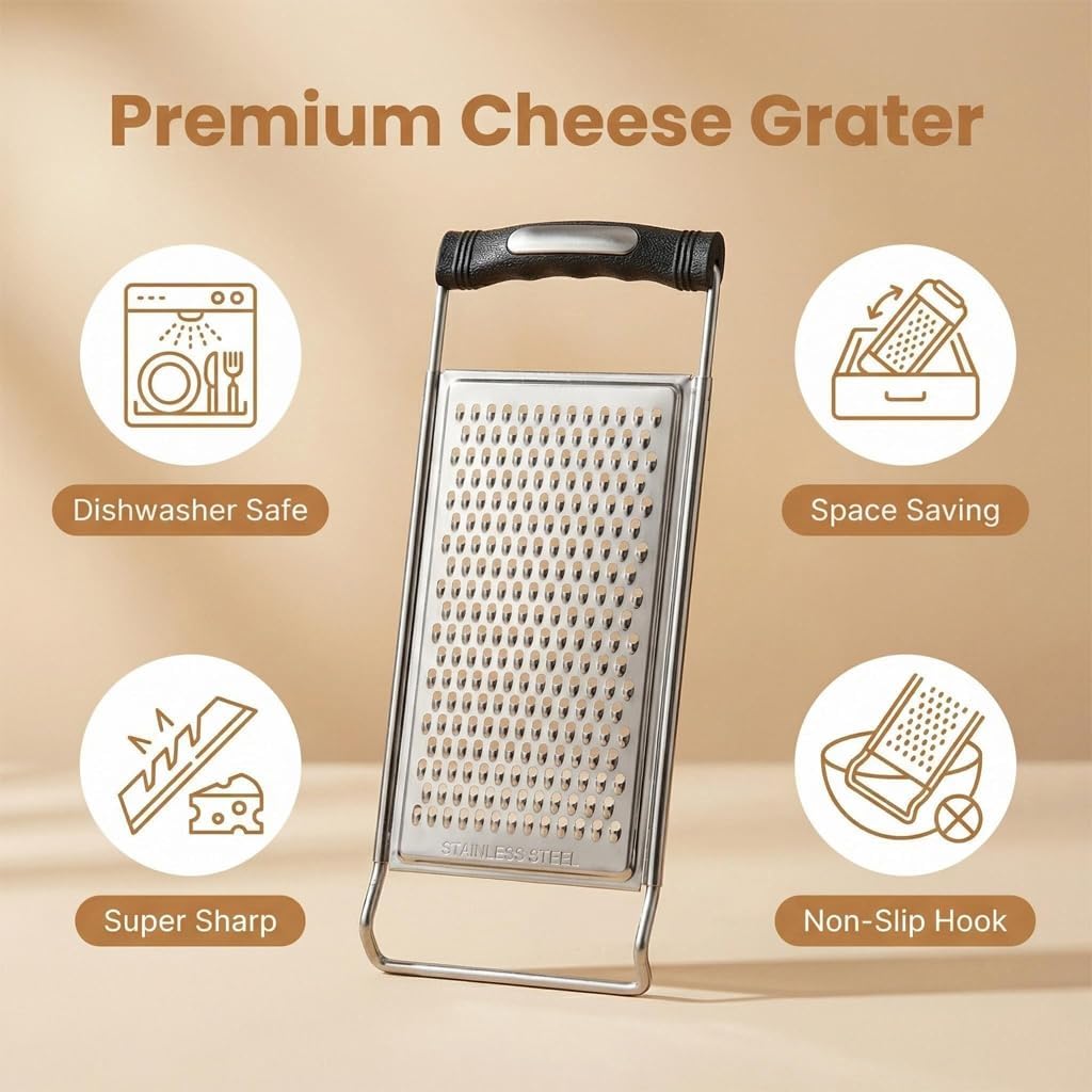 NACOLUS Grater & Finger Guard Set – Cut-Proof Hand Protector + Fine Stainless Steel Grater for Cheese, Citrus, and Vegetables