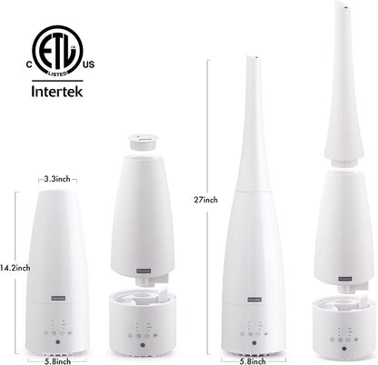 Cool Mist Humidifier，Elecameier Air humidifier for Home/Bedroom with Remote Control 2.3L Smart Air Humidifier for Desk/Office/Bedroom 25dB Whisper Quiet with Auto Shut off dark wood