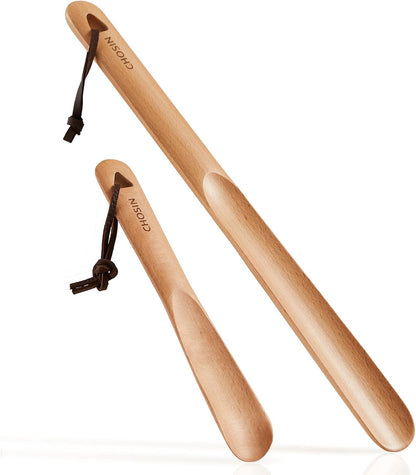 CHOSIN Shoe Horn Long Handle for Seniors Men Women, Small Shoe Spoon for Kids, 2pcs Boot Horn Shoe Helper for Home or Travel