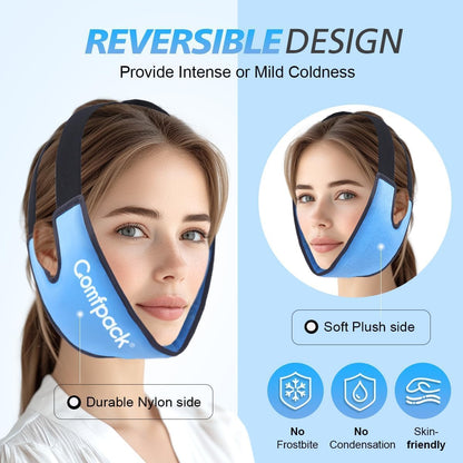 Comfpack Wisdom Teeth Ice Pack Head Wrap,Soft Double Side Jaw Face Ice Pack | Extra Large Jaw & Chin Ice Pack, Reusable Gel Hot Cold Therapy for TMJ, Oral Surgery, Face Swelling, Tonsillectomy Recovery