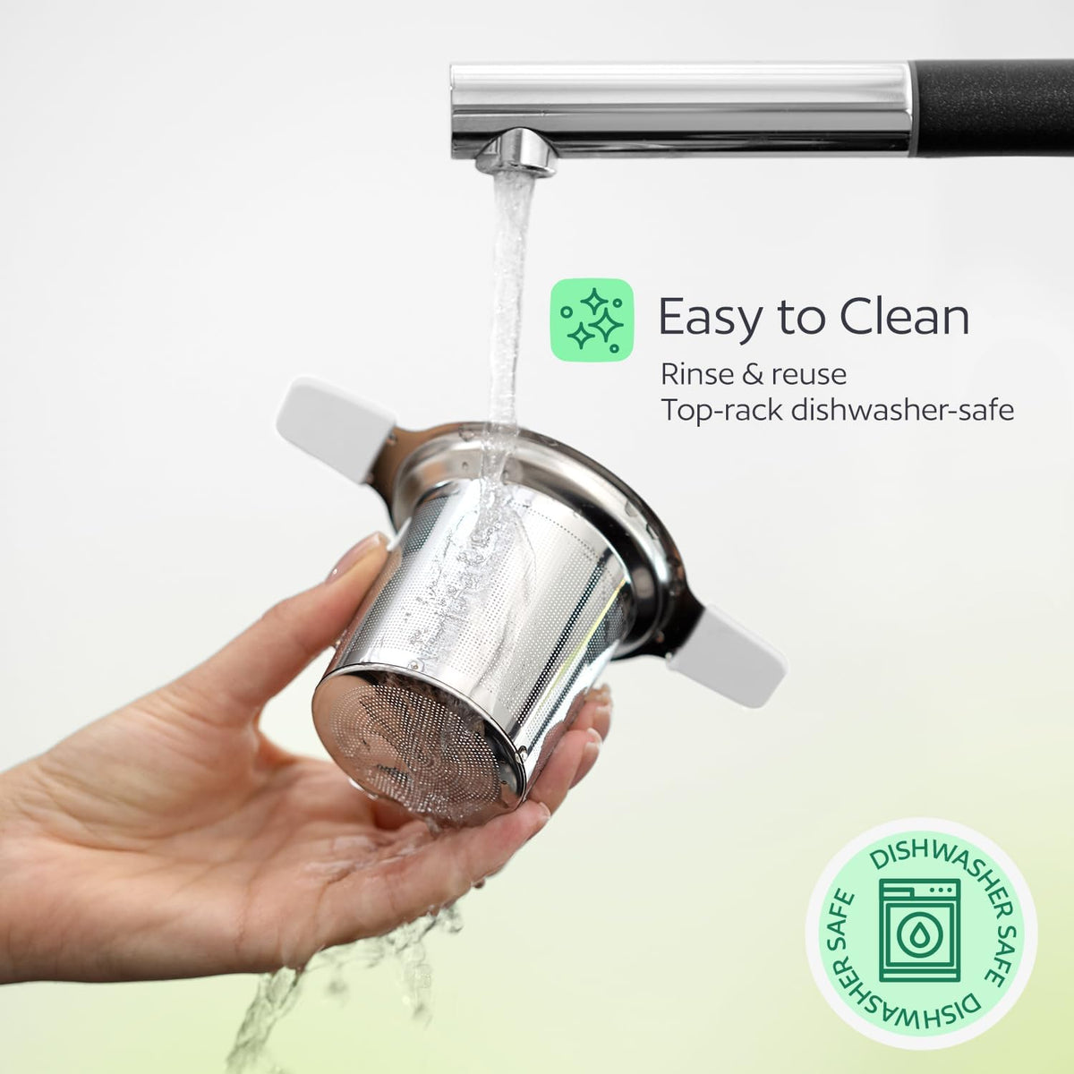 Stainless Steel Tea Infuser for Loose Leaf Tea – Extra Fine Mesh Strainer with Heat Proof Double Handles & Lid, Reusable Filter Fits Mugs, Cups & Teapots, Gray