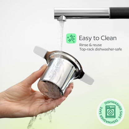 Stainless Steel Tea Infuser for Loose Leaf Tea – Extra Fine Mesh Strainer with Heat Proof Double Handles & Lid, Reusable Filter Fits Mugs, Cups & Teapots, Gray