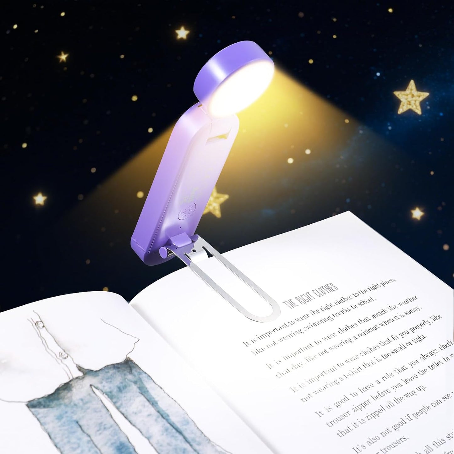 VAVOFO USB Rechargeable Bookmark Reading Light, Blue Light Blocking Amber LEDs for Bedtime Reading - Clip On, 9 Lighting Modes