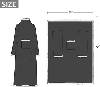 Catalonia Sherpa Wearable Blanket with Sleeves and Pocket for Adults