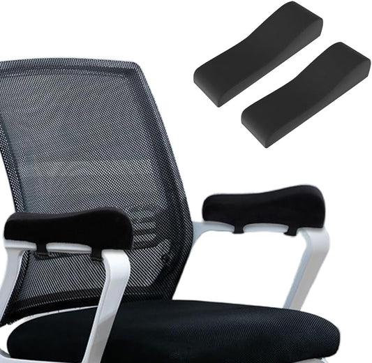 2 Pack Office Chair Armrest Pads Covers,Arm Rest Pad with Memory Foam Elbow Pillow for Forearm Pressure Relief, Arm Rest Covers for Office Chairs, Wheelchair, Comfy Gaming Chair (Black)
