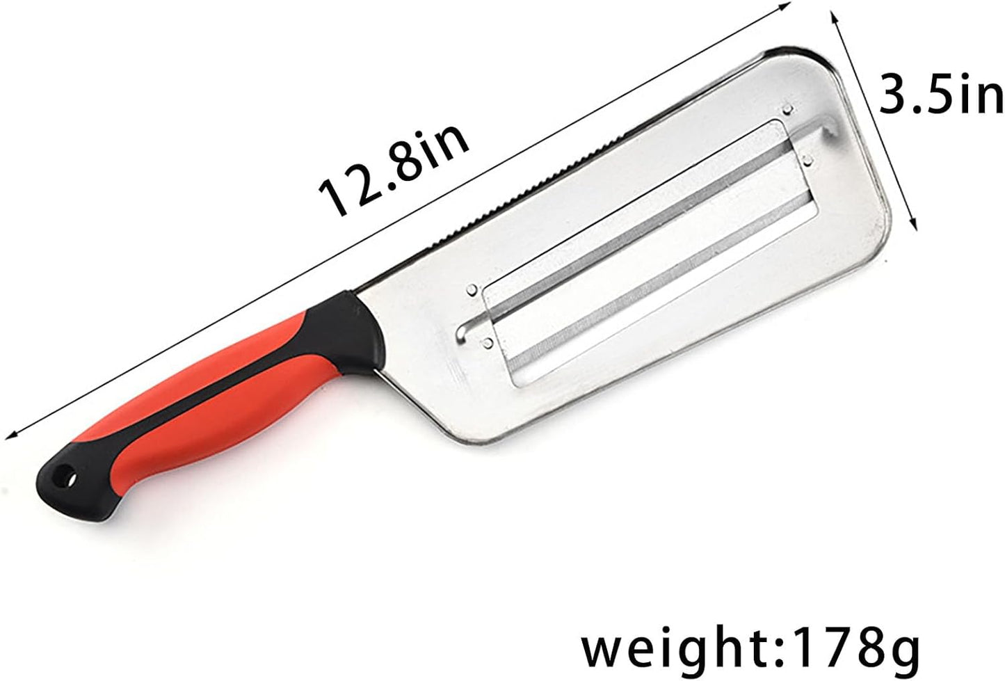 Stainless Steel Vegetable Cutter, Cabbage Shredder, Upgraded Double-Layer Slicer for Sauerkraut, Kitchen Knife with Sharp Blades for Slicing, Grating & Shredding (1 Pcs-Black-Red)