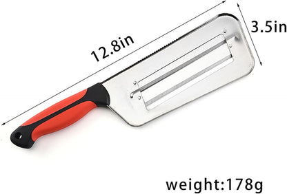 Stainless Steel Vegetable Cutter, Cabbage Shredder, Upgraded Double-Layer Slicer for Sauerkraut, Kitchen Knife with Sharp Blades for Slicing, Grating & Shredding (1 Pcs-Black-Red)