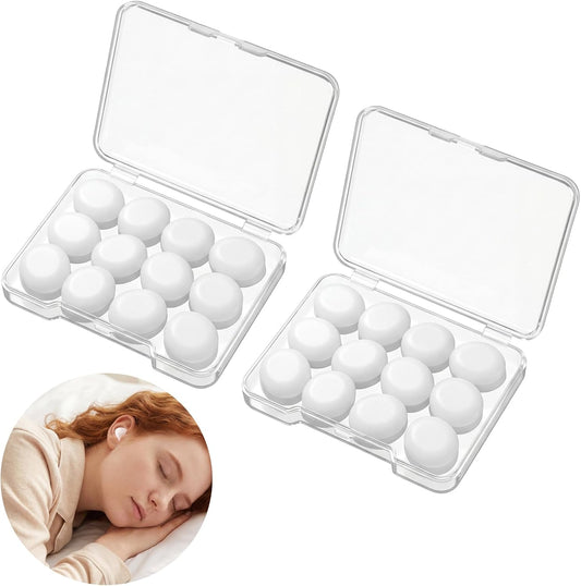 24 Pcs Soft Silicone Moldable Ear Plugs Reusable Noise Cancelling Earplugs Sleep Ear Plugs for Sleeping, Swimming, Snoring, Study, Travel, Work(12 Pairs)
