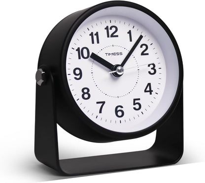 Analog Alarm Clock, Silent Non-Ticking Quartz Movement, Battery-Operated with Snooze & On-Demand Light, Easy to Set Gentle Wake Bedside Desk Clock, Ideal for Home, Travel, Office (Gray)