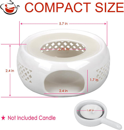 Teapot Warmer, Ceramic Tea Warmer with Tealight Holder, Teapot Heater for Heating Tea, Coffee, Milk, Tea Light Warmer, Suitable for All Teapots