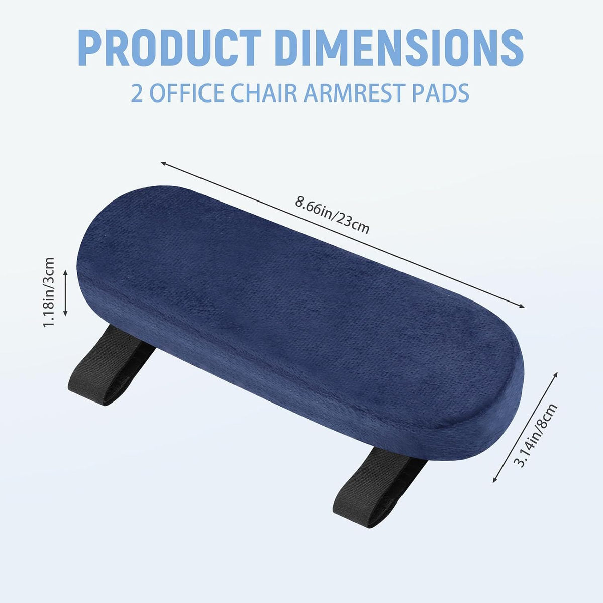 2 Packs Soft Office Chair Arm Pads Cushion, Memory Foam Office Chair Armrest Covers, Comfortable Elbow Rest Pillow Adjustable for Desk Gaming Wheelchair Pressure Relief