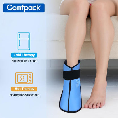 Comfpack Large Foot Ice Pack Wrap for Full Foot Ankle Pain Relief, Long Lasting Cold Ice Boot for Swelling After Surgery, Sore Feet, Broken Foot, Plantar Fasciitis, Gout, Bunion