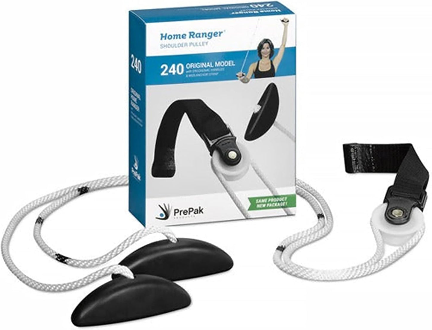 HomeRanger Premium Shoulder Pulley System - Original Version, Model 240 - Ergonomic Handles and Web Strap for Secure Over-The-Door or Side Attachment - Easy Set-up, Range of Motion Exercise Device