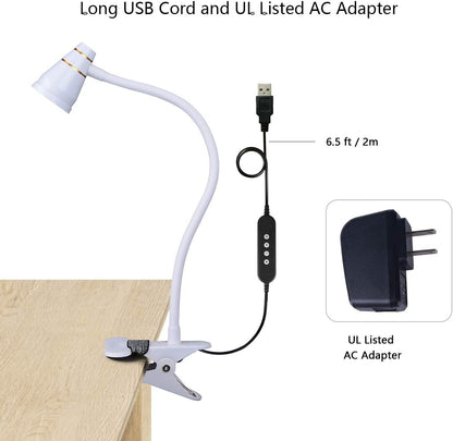 Zoomable Clip on Light, Clamp Reading Light for Dorm Bed Headboard, Dimmable Spotlight with 3 Color Temperature Options, 10 Dimmable Brightness Levels, Adjustable Beam Angle