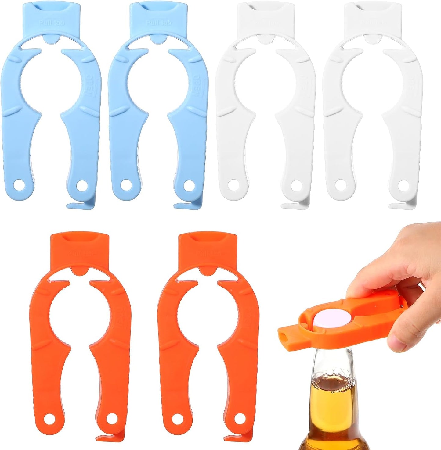 8 Pcs Water Bottle Opener Plastic Bottle Cap Opener Multi-Purpose Orange Soda Can Openers Plastic Jar Grip for Weak Hands Home Kitchen Camping Outdoor Adventure