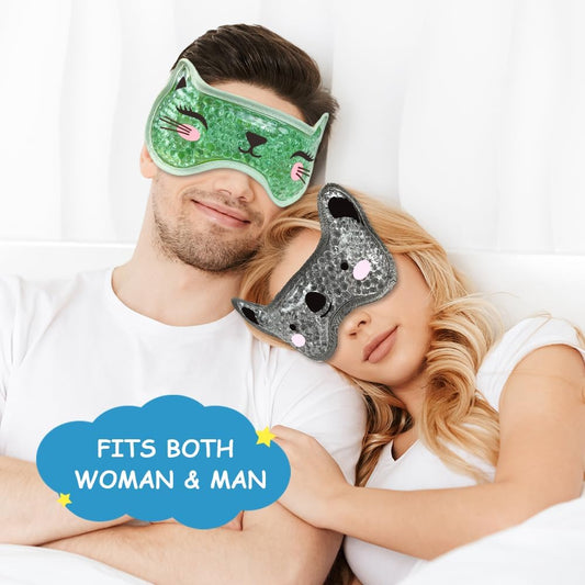 Kids Ice Packs 2 Packs Cooling Eye Mask with Soft Plush Backing