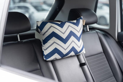 Outdoor Neck Pillow for Recliner,Patio Chaise Lounge Waterproof Headrest Pillow with Adjustable Elastic Stripe,Small Pillows Attachment for Office Chair,Car Seat Head or Lumbar, Navy Blue 2Pack