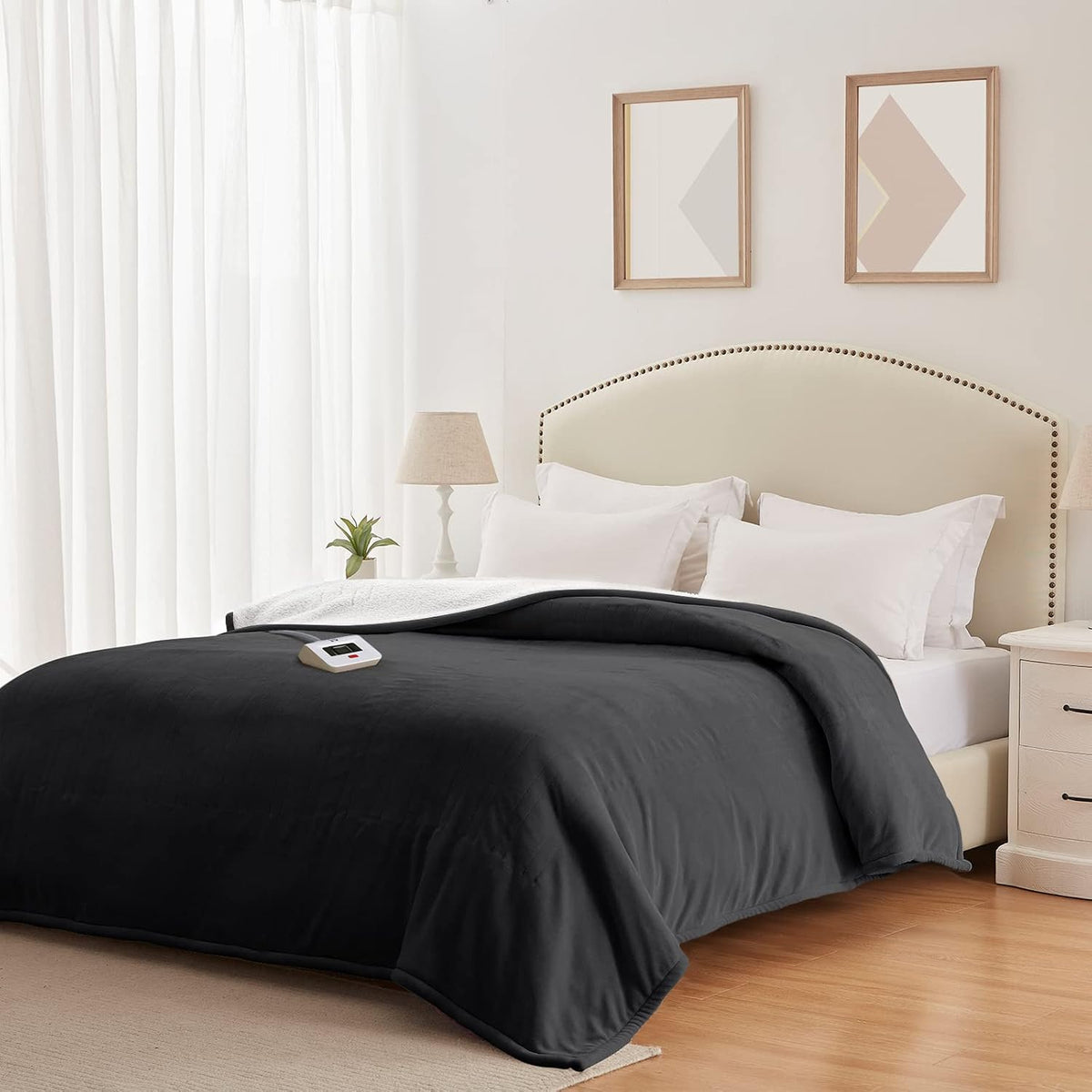 Sealy Electric Throw Blanket Heated Flannel & Sherpa Auto Shutoff 50"x60"