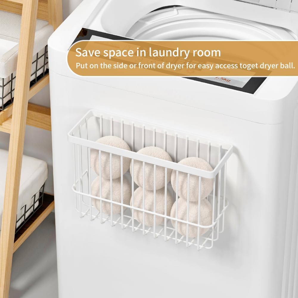 Moryimi Magnetic Dryer Ball Holder for Laundry Room Organization | Magnetic Lint Bin for Laundry Room, Iron Dryer Ball Container for Laundry Room Organization and Storage (No Balls)