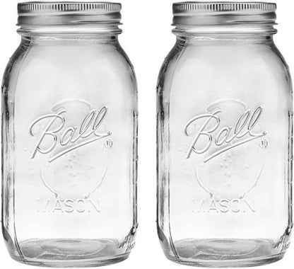 Ball Regular Mouth 32-Ounces Mason Jar with Lids and Bands, Clear,(Pack Of 2)