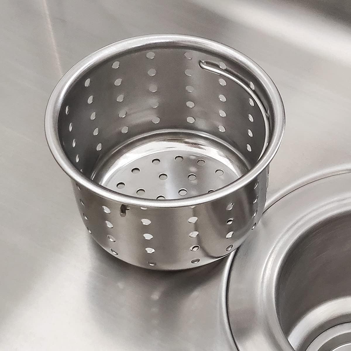 GZILA Kitchen Sink Drain Basket Only, 3-inch Basket for Kitchen Sink Strainer Replacement, Deep Cup Strainers with Handle, SUS 304 Stainless Steel