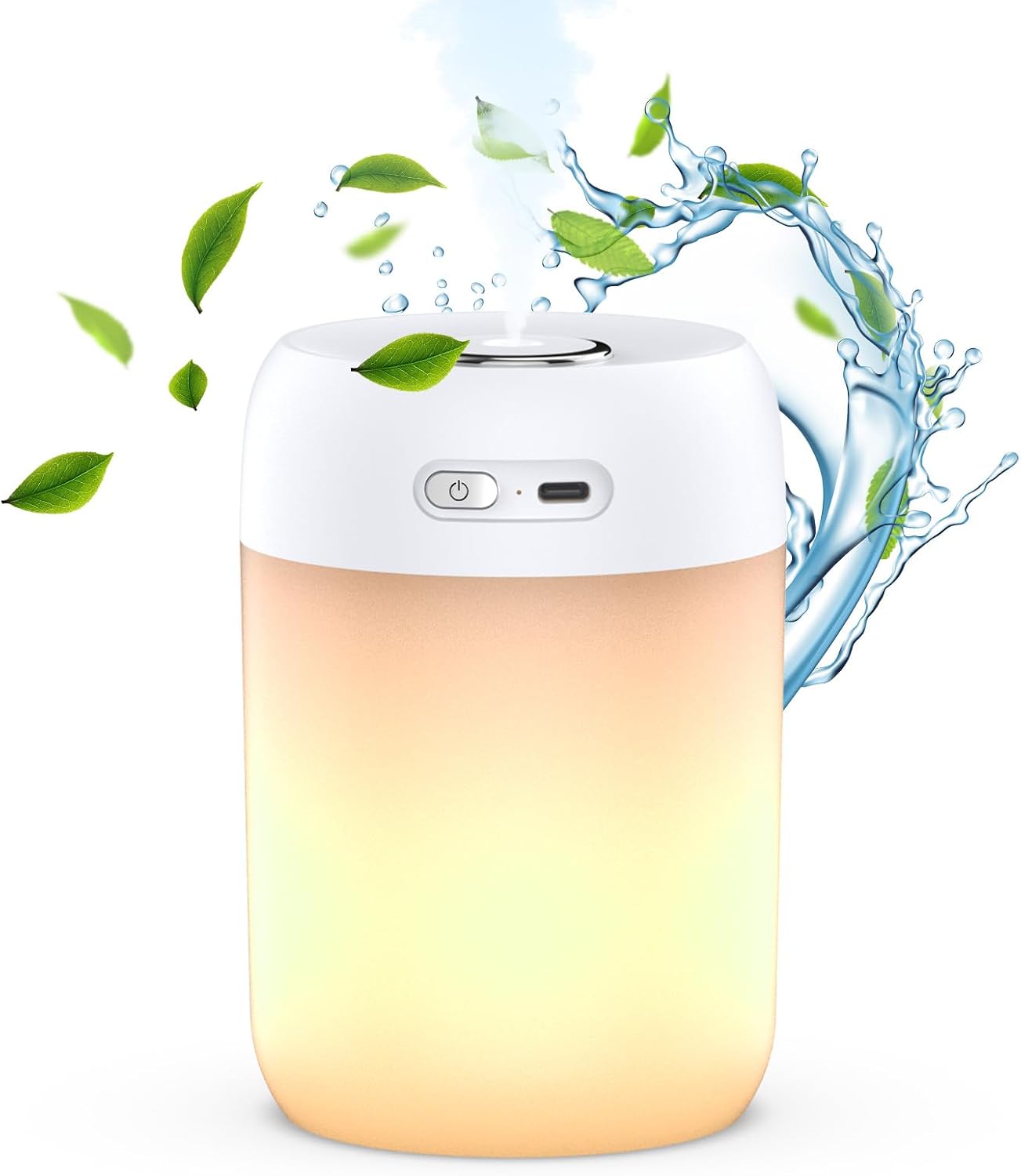 SZO Humidifier for Plants, 650ml Plant Humidifier Indoor, White | Small Plant Humidifier with Warm Light for Plants, Bedroom, Office Desktop, Baby Room