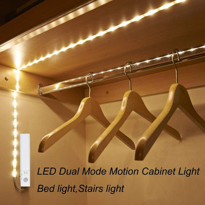 3.3Ft PIR Motion Sensor LED Cabinet Lights, Waterproof Battery Powered DC 5V 3528 Strip Tape Under Bed lamp Light for Closet Wardrobe Stairs Hallway(White)