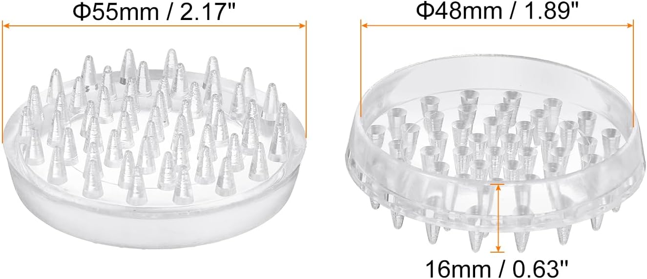 uxcell 4 Pcs Carpet Protectors Spiked Caster Cups 1.46" Round Spiked Furniture Cup Furniture Carpet Protectors for Furniture Legs Table Chair Sofa