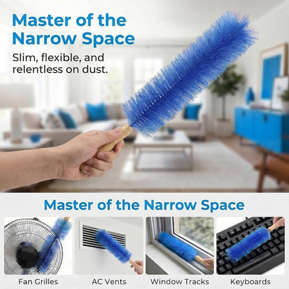 Fan Cleaning Brush with Bendable Microfiber Head, Reusable Dusting Brush for Fan Blades, Window Blinds, Air Conditioner Vents, Ceiling Fans, Car Vents and Hard-to-Reach Areas, Blue