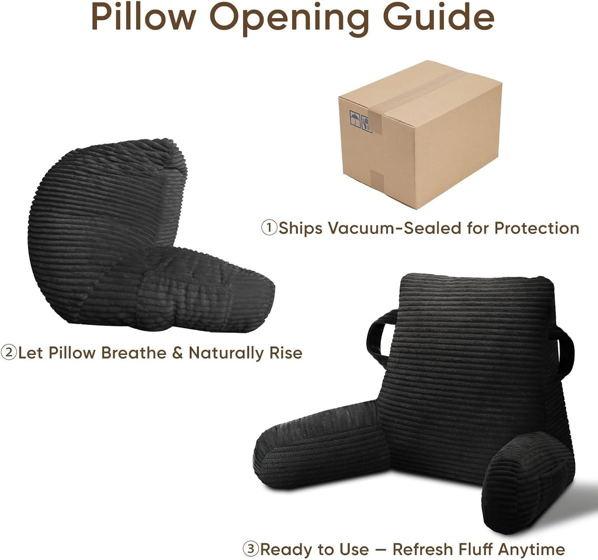 Reading Pillow for Sitting in Bed Adult, Memory Foam, Pockets