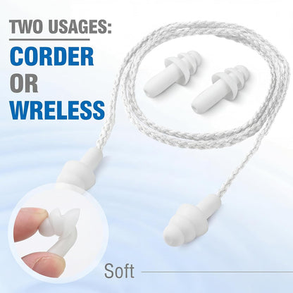 Tondiamo 200 Pairs Ear Plug Bulk with Cord Reusable Silicone, Fresh