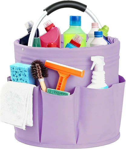 Cleaning Caddy with Handle, for Cleaning Supplies Organizer Bucket | Foldable Storage Tote with 6 Pockets,17L Large Capacity Basket for Household Organizer,Laundry Room,Bathroom & Home